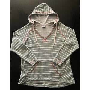 COLUMBIA PFG Green/White Stripe Soft Baja Hoodie Womens sz XL